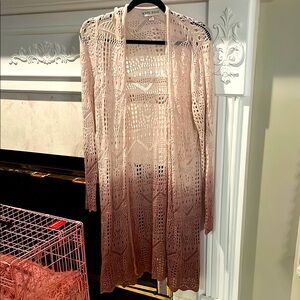 Pink Rose Crochet Cardigan